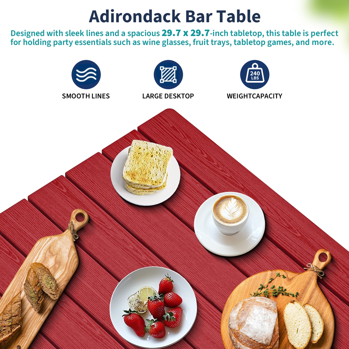 3-Piece HDPE Bar Set – All-Weather Patio Bistro Table & 2 Tall Bar Chairs, Fade-Resistant Outdoor Furniture for Balcony, Deck, or Poolside