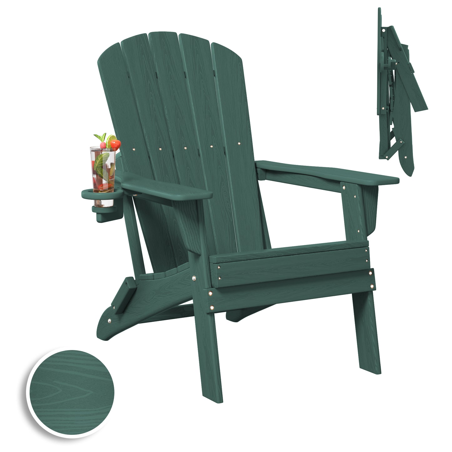 Plawdlik Recycle HDPE Folding Adirondack Chairs Plastic Outdoor