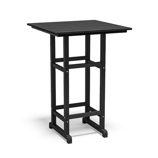 Plawdlik 42 Inch Outdoor Bar Table - All Weather HDPE Square Patio Pub Table with Footrest - Indoor and Outdoor Use