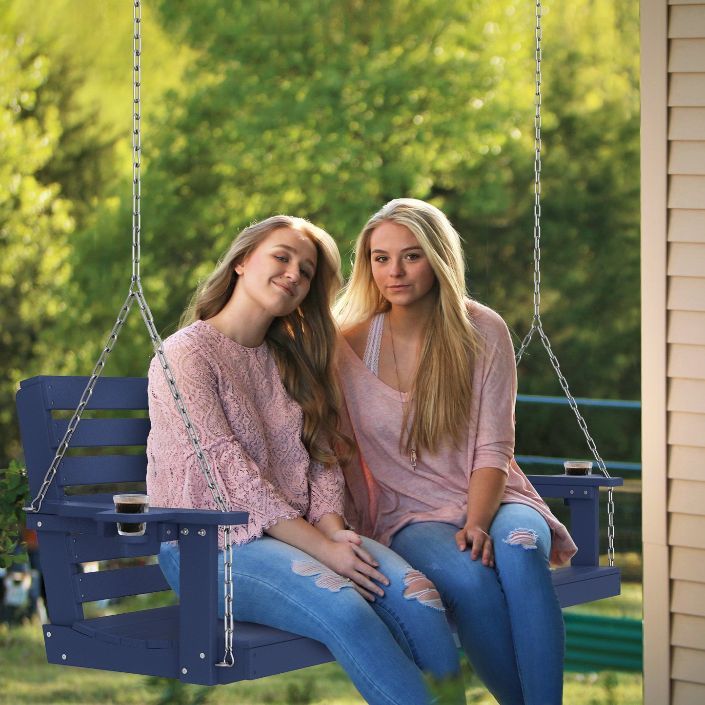 All-Weather HDPE Porch Swing – Durable Outdoor Hanging Bench with Stainless Steel Chains