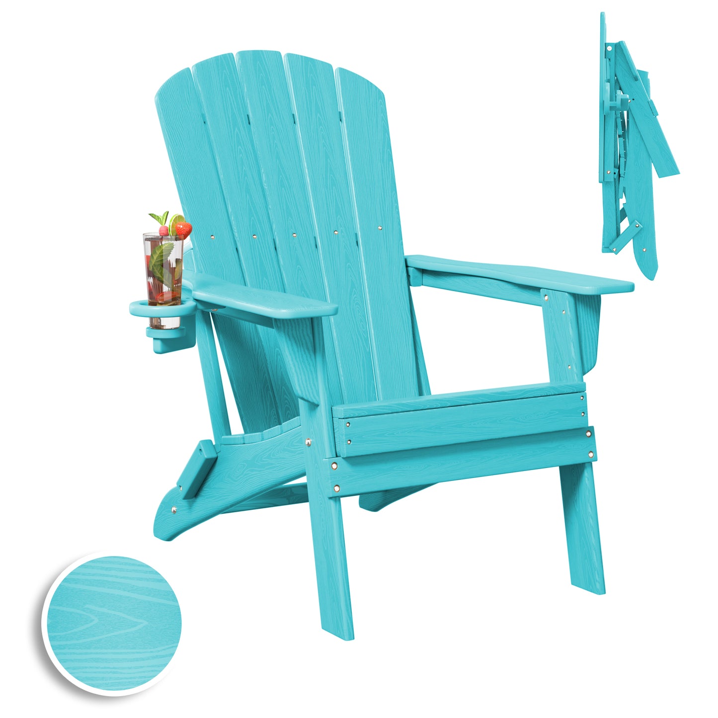 Plawdlik Recycle HDPE Folding Adirondack Chairs Plastic Outdoor