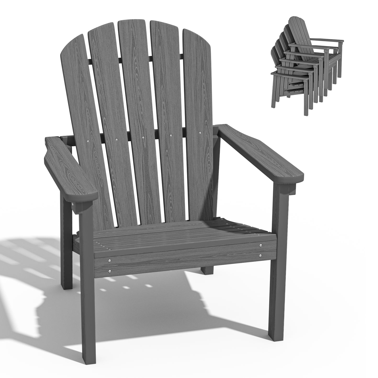 Plawdlik Stackable Adirondack Chair – All-Weather HDPE Outdoor Chair for Patio, Porch, and Garden