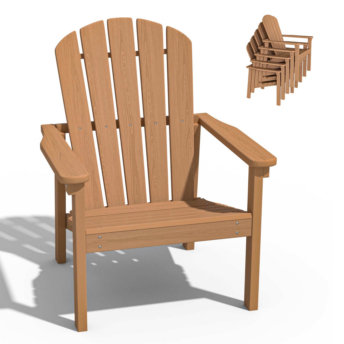 Plawdlik Stackable Adirondack Chair – All-Weather HDPE Outdoor Chair for Patio, Porch, and Garden