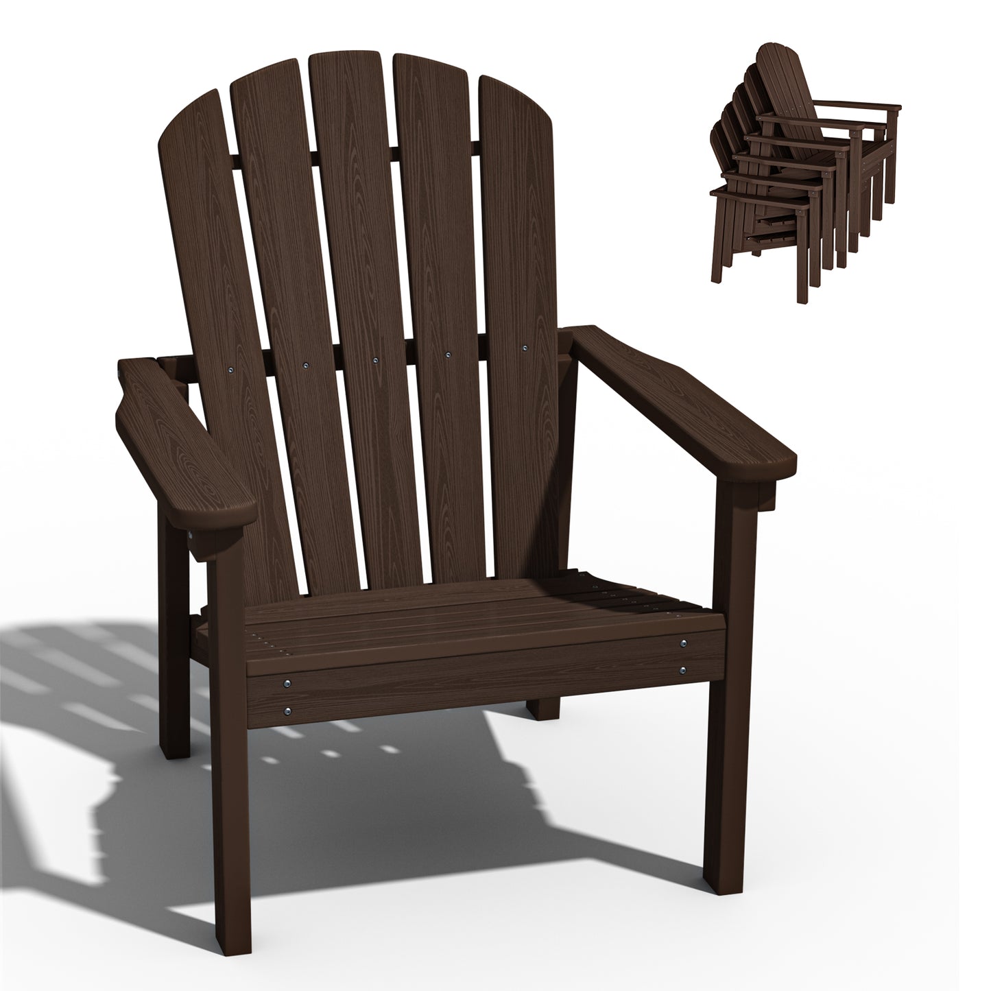 Plawdlik Stackable Adirondack Chair – All-Weather HDPE Outdoor Chair for Patio, Porch, and Garden