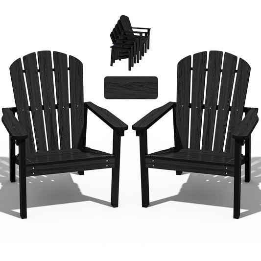 Plawdlik Stackable Adirondack Chair Set of 2 – Comfortable, Durable Outdoor Chairs for Patio, Porch, or Garden