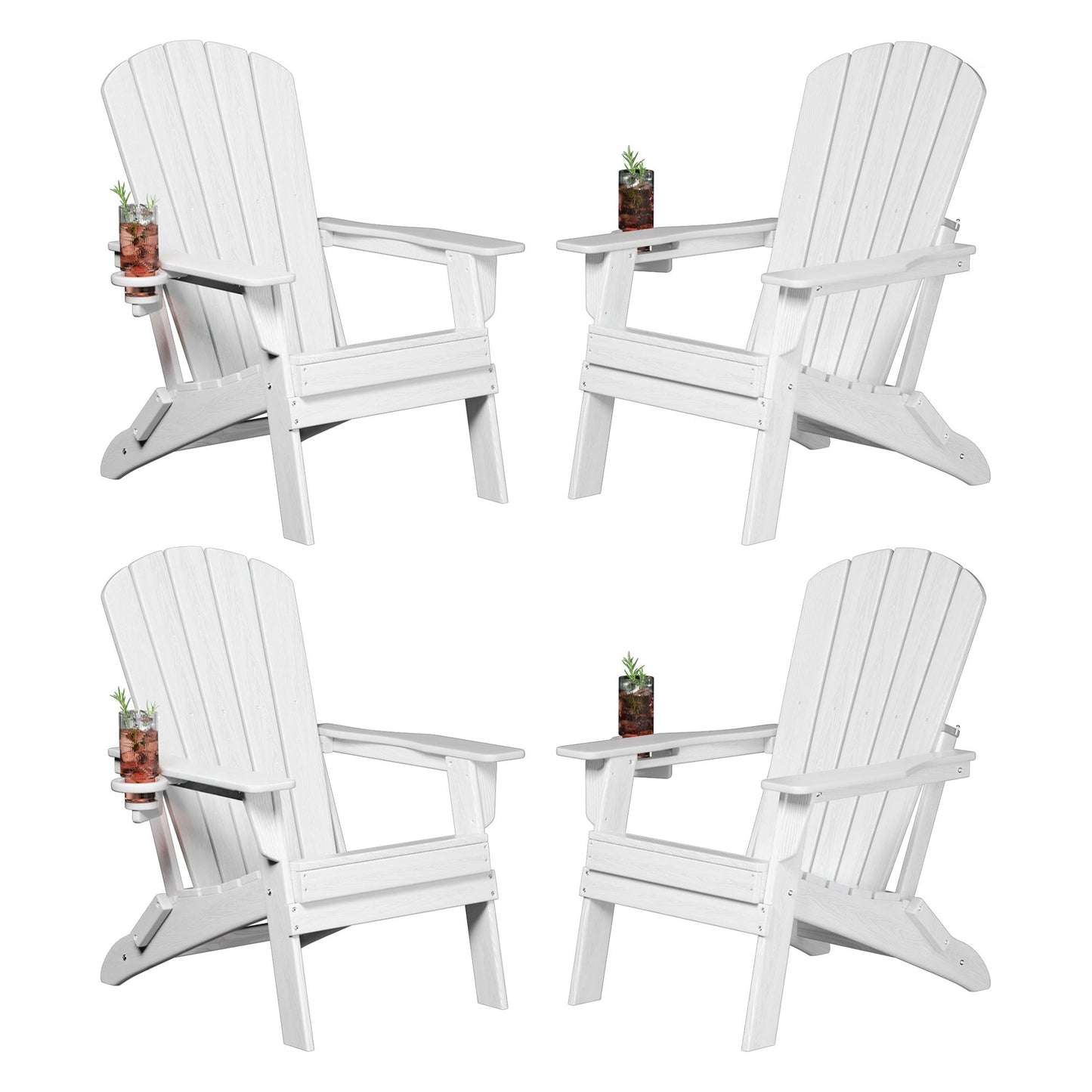 Plawdlik All Weather Foldable Modern Adirondack Chairs Set of 4