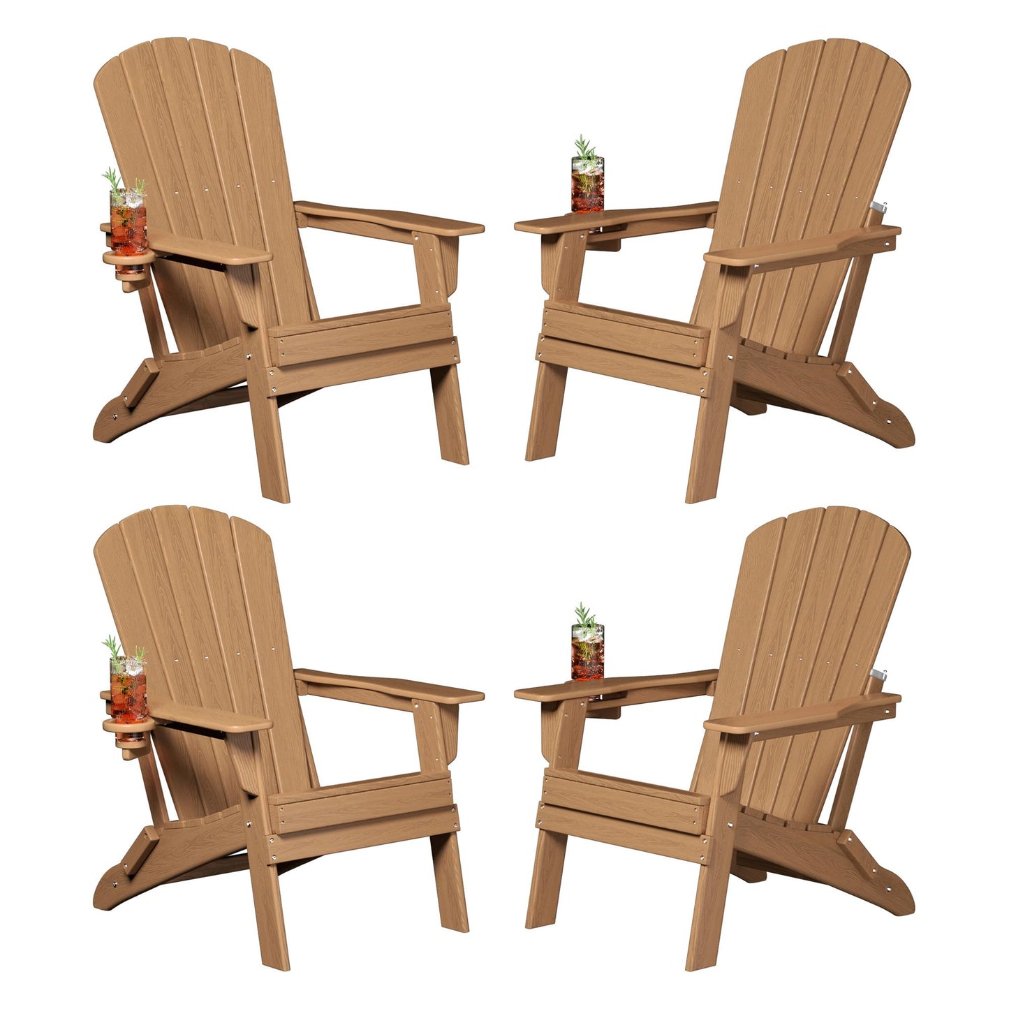 Plawdlik All Weather Foldable Modern Adirondack Chairs Set of 4