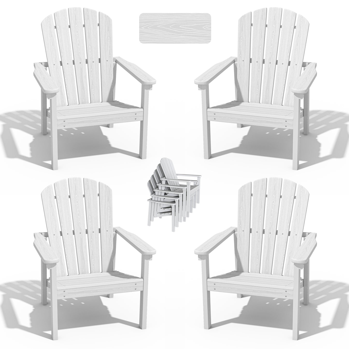 Plawdlik Stackable Adirondack Chair Set of 4 – All-Weather Outdoor Chairs for Patio, Garden, and Lawn