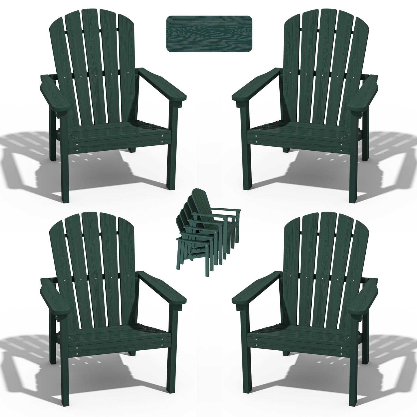 Plawdlik Stackable Adirondack Chair Set of 4 – All-Weather Outdoor Chairs for Patio, Garden, and Lawn