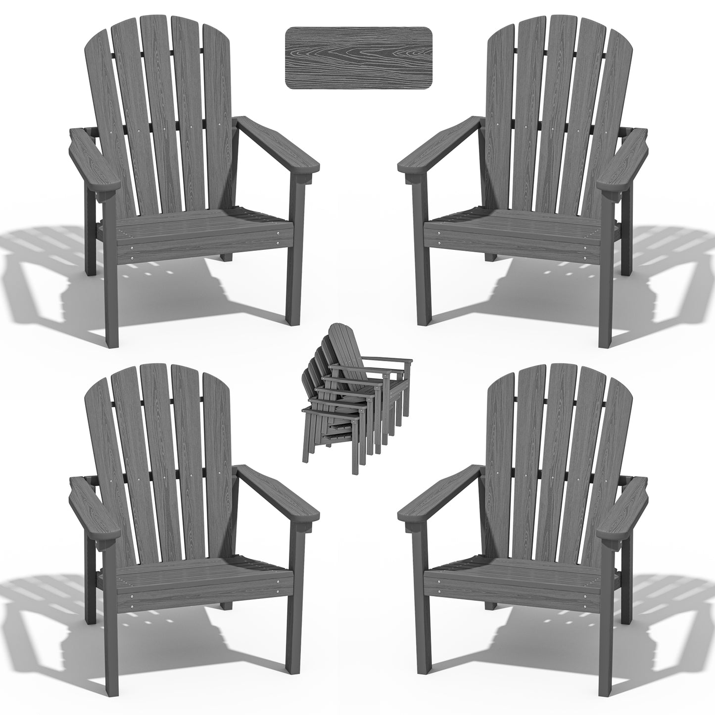 Plawdlik Stackable Adirondack Chair Set of 4 – All-Weather Outdoor Chairs for Patio, Garden, and Lawn