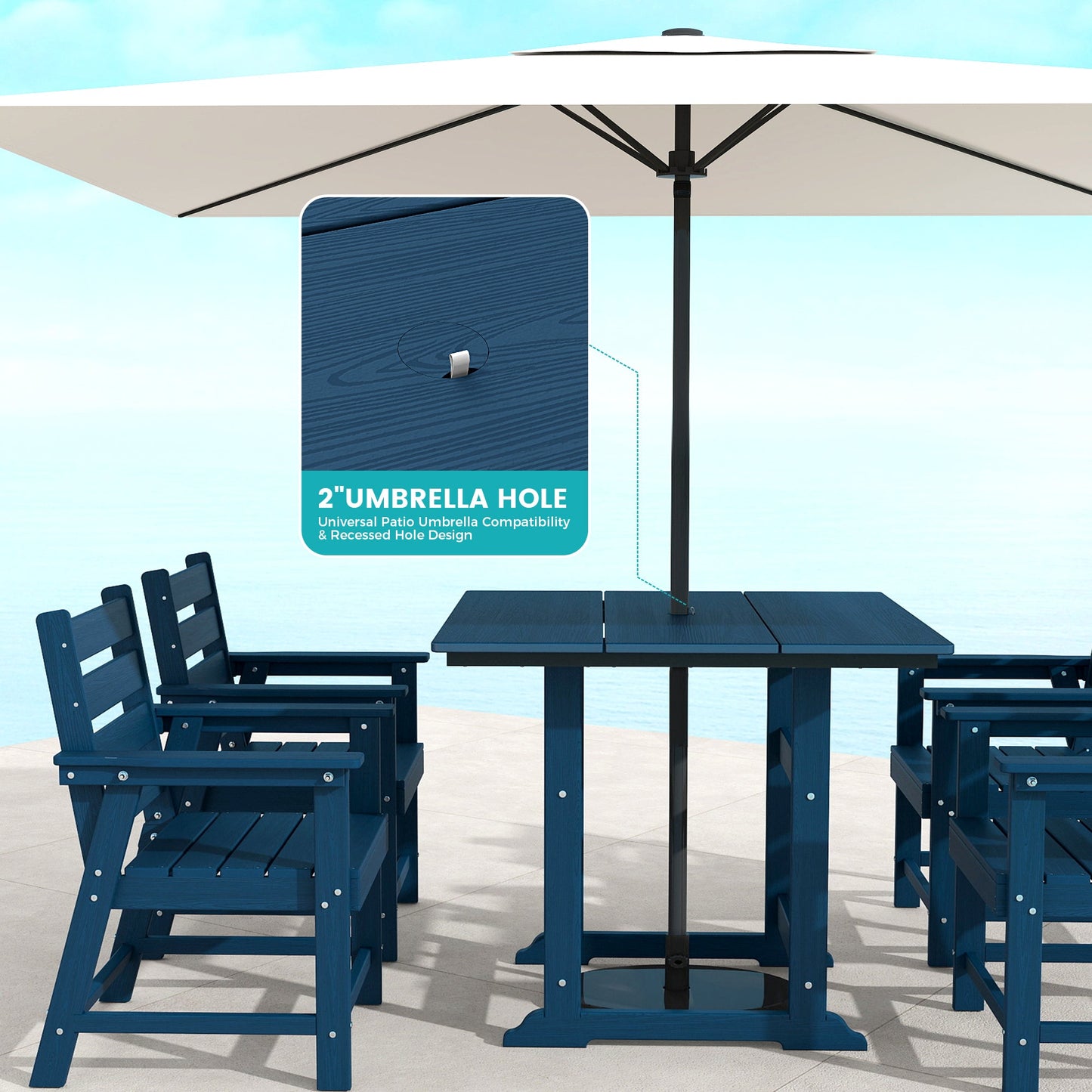 5 Piece HDPE Patio Dining Set, All-Weather Square Table and 4 Ergonomic Chairs Plawdlik Furniture