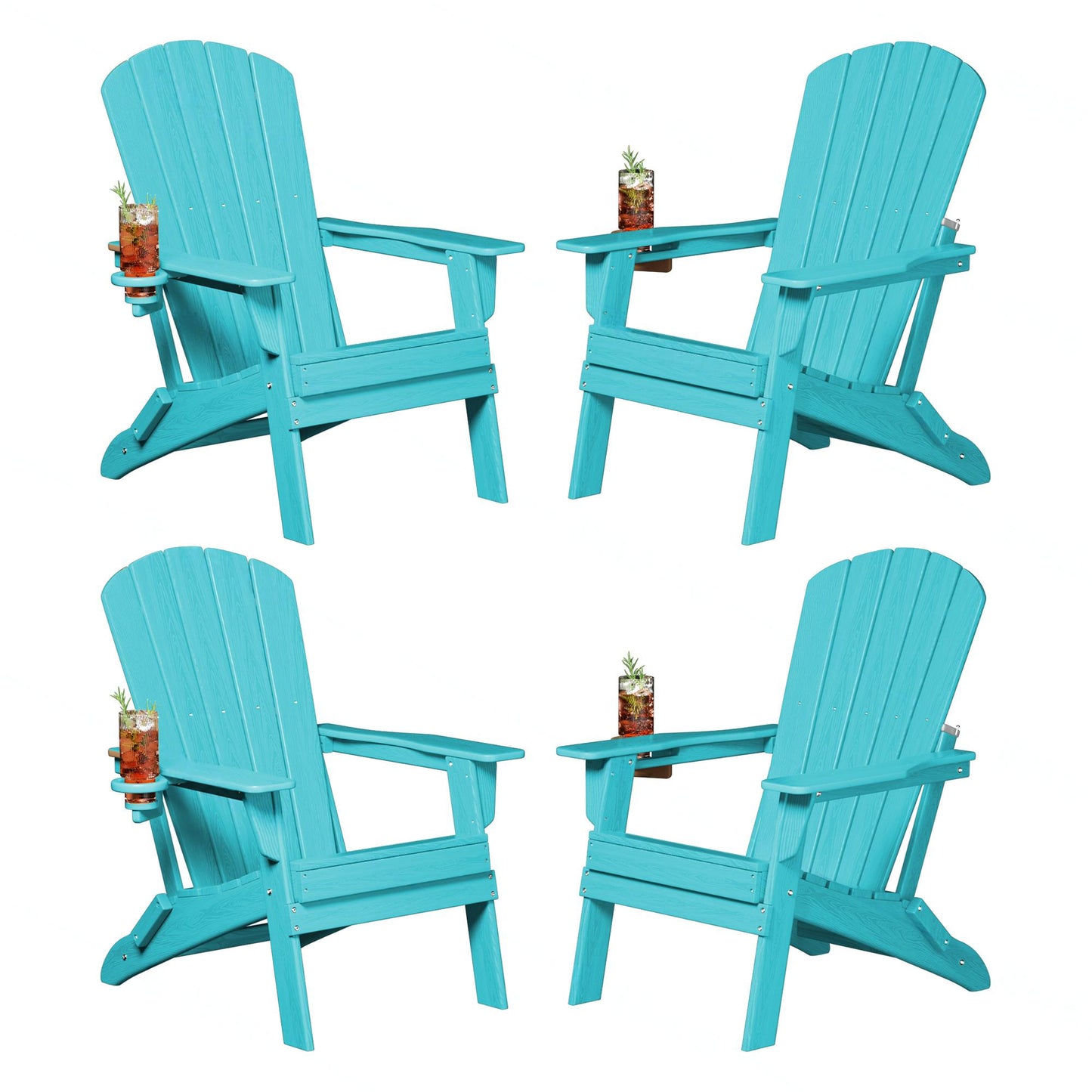 Plawdlik All Weather Foldable Modern Adirondack Chairs Set of 4