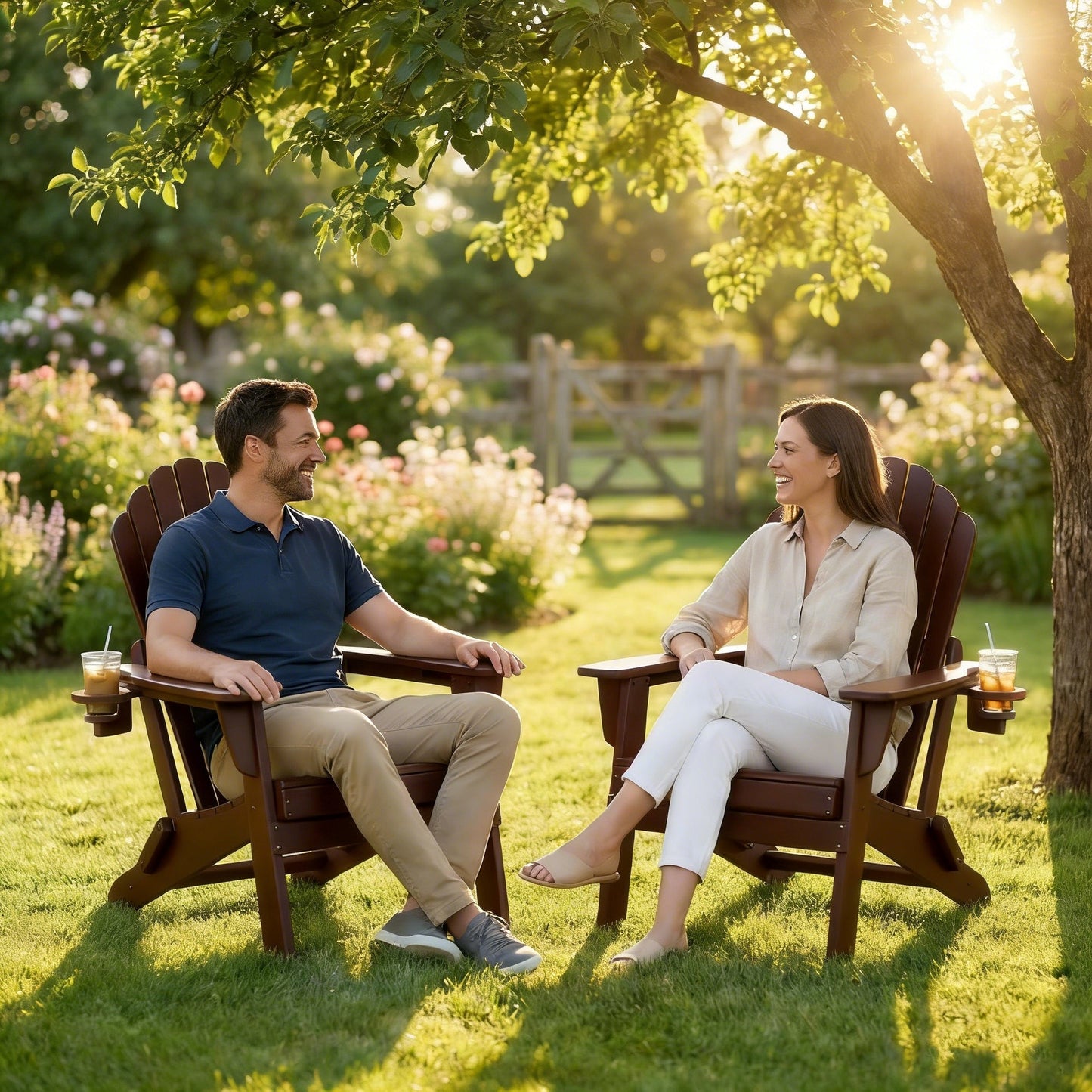 Plawdlik Oversized Folding Adirondack Chair with Dual Cup Holders Plastic Outdoor Plawdlik Furniture