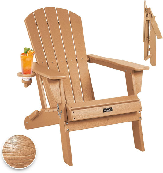 Teak color adirondack chairs