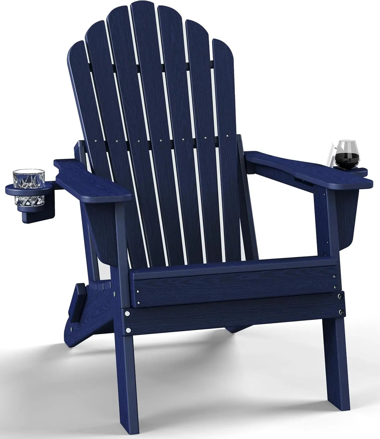 Plawdlik Oversized Folding Adirondack Chair with Dual Cup Holders Plastic Outdoor Plawdlik Furniture