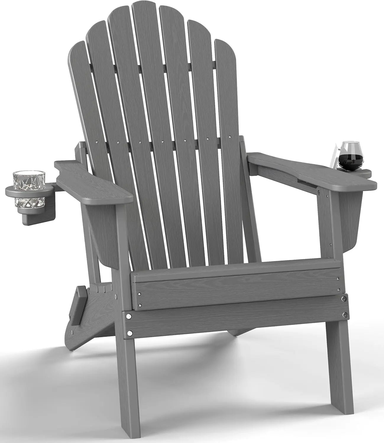 Plawdlik Oversized Folding Adirondack Chair with Dual Cup Holders Plastic Outdoor Plawdlik Furniture