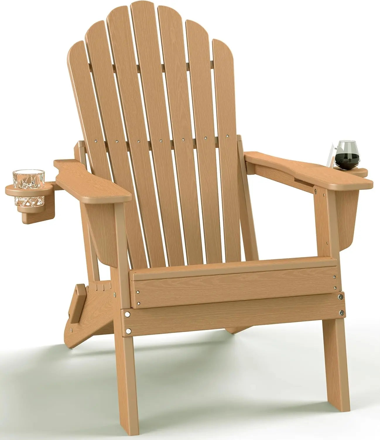 Plawdlik Oversized Folding Adirondack Chair with Dual Cup Holders Plastic Outdoor Plawdlik Furniture
