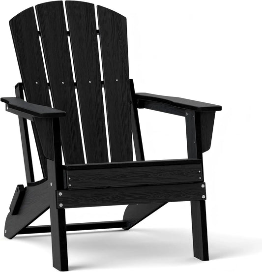 Small Space Folding Adirondack Chair – Compact 4-Slat HDPE Patio Chair, Lightweight, Space-Saving & All-Weather for Balcony, Deck & Fire Pit