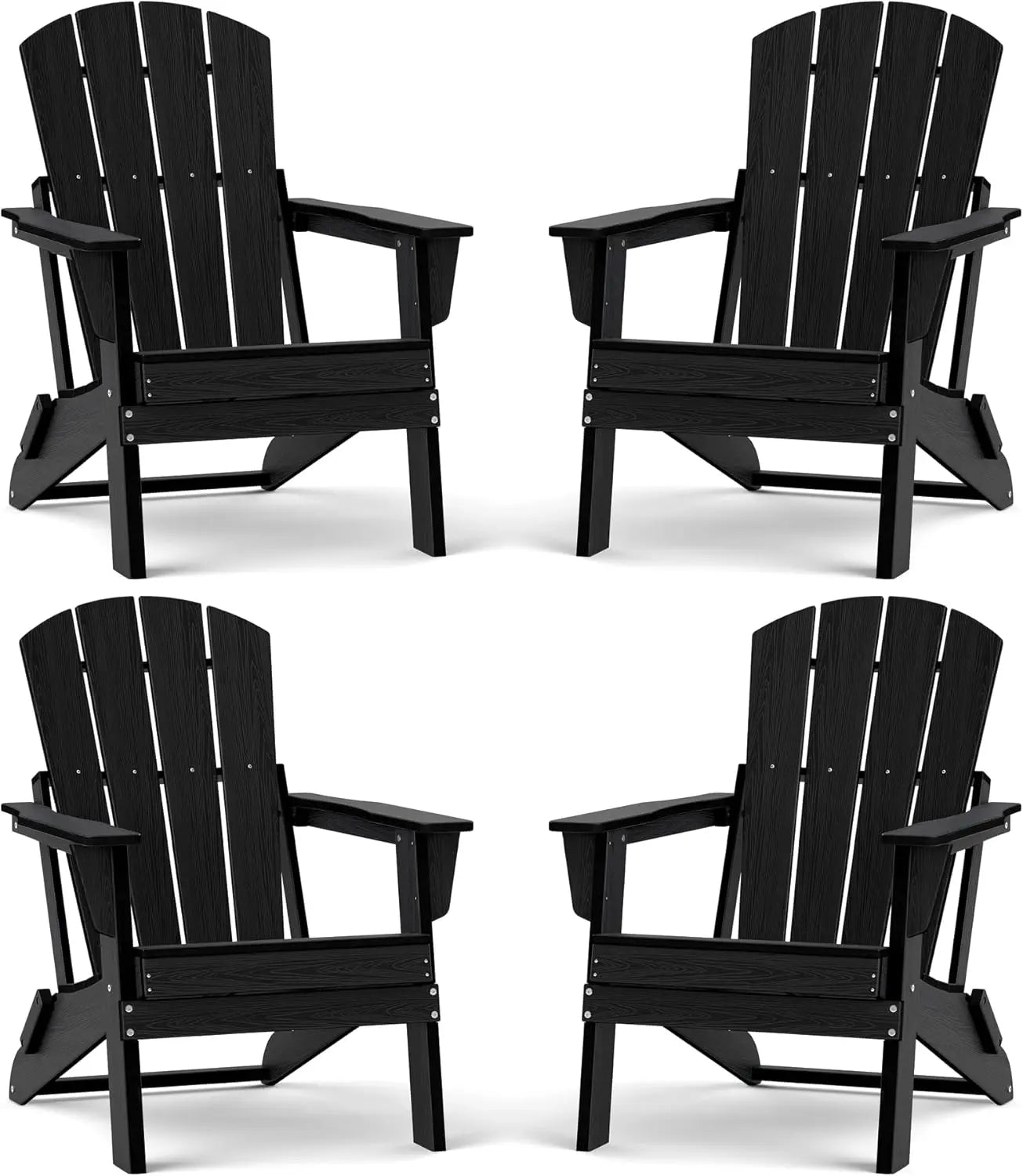plawdlik Set of 4 Small Space Folding Adirondack Chairs – Compact 4-Slat HDPE Patio Chairs, Lightweight, Foldable & Space-Saving Seating for Small Decks, Lawn & Fire Pit