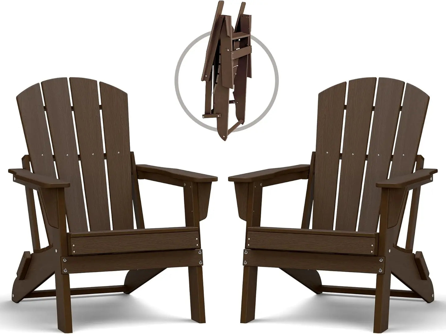 Plawdlik Set of 2 Small Space Folding Adirondack Chairs – Compact 4-Slat HDPE Outdoor Chairs, Lightweight, Stackable & Space-Saving for Balcony, Patio & Backyard