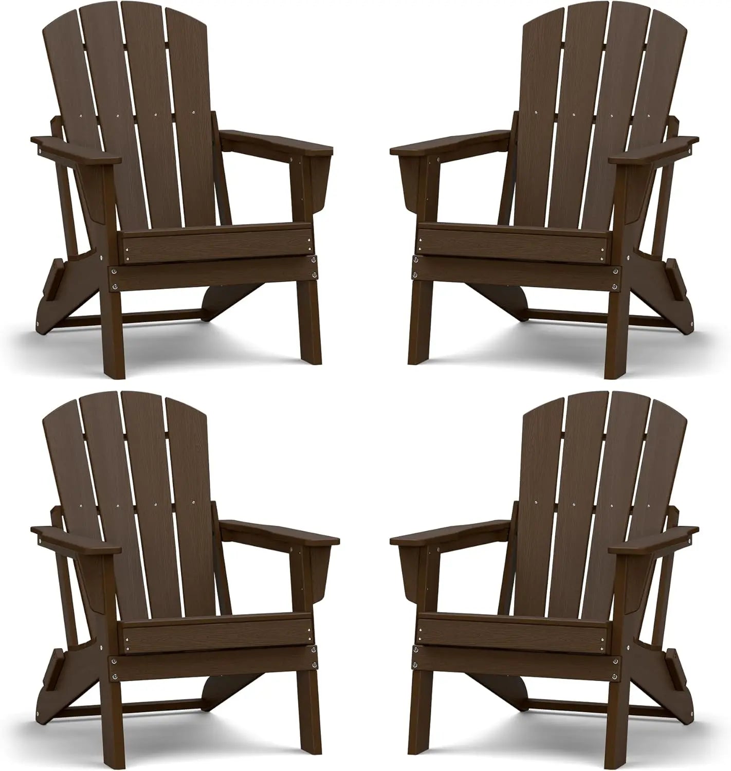 plawdlik Set of 4 Small Space Folding Adirondack Chairs – Compact 4-Slat HDPE Patio Chairs, Lightweight, Foldable & Space-Saving Seating for Small Decks, Lawn & Fire Pit