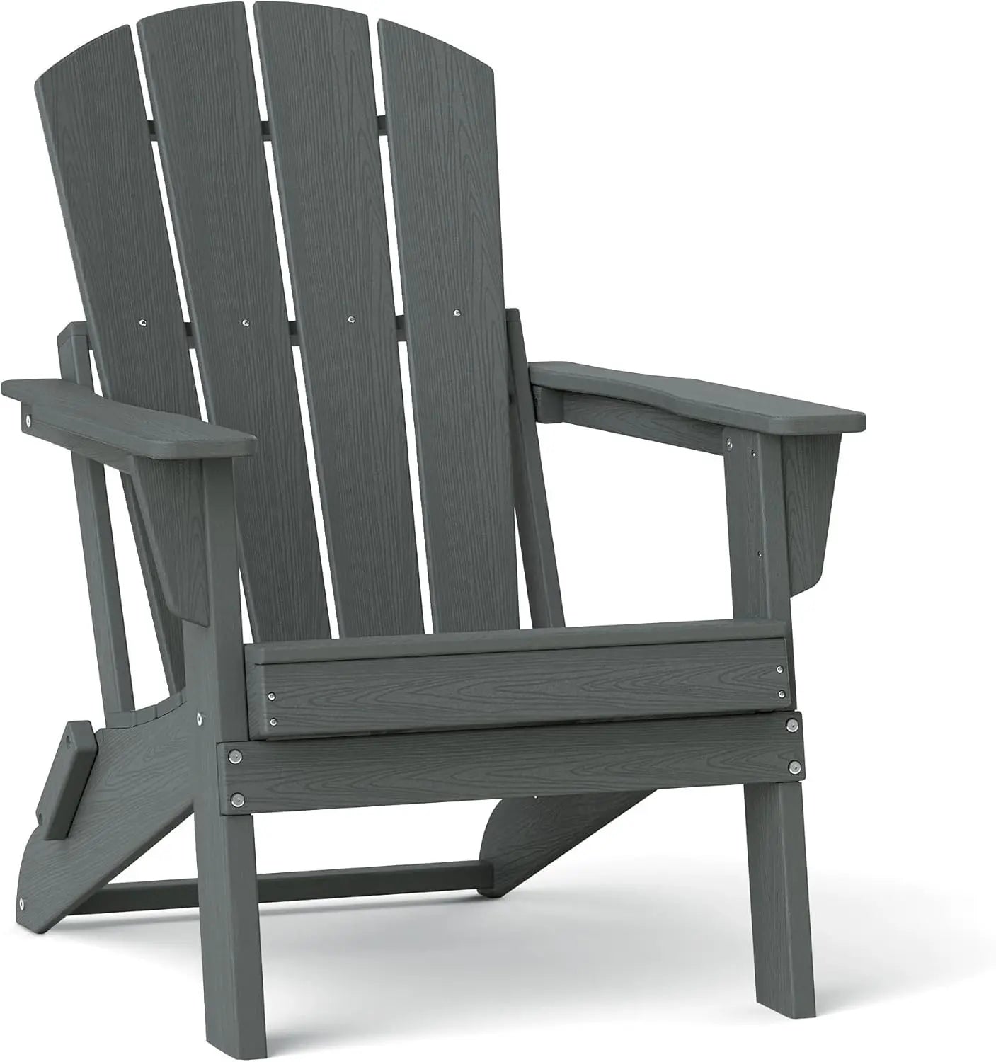 Small Space Folding Adirondack Chair – Compact 4-Slat HDPE Patio Chair, Lightweight, Space-Saving & All-Weather for Balcony, Deck & Fire Pit