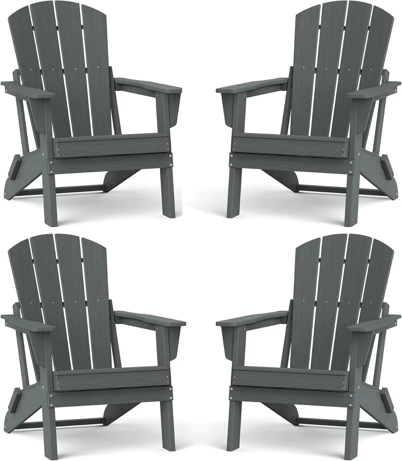 plawdlik Set of 4 Small Space Folding Adirondack Chairs – Compact 4-Slat HDPE Patio Chairs, Lightweight, Foldable & Space-Saving Seating for Small Decks, Lawn & Fire Pit