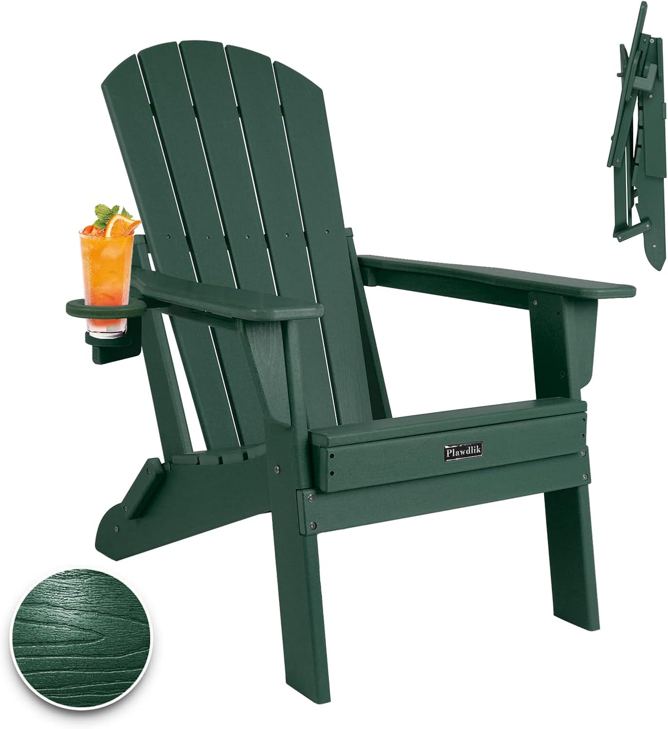 Plawdlik Recycle HDPE Folding Adirondack Chairs Plastic Outdoor