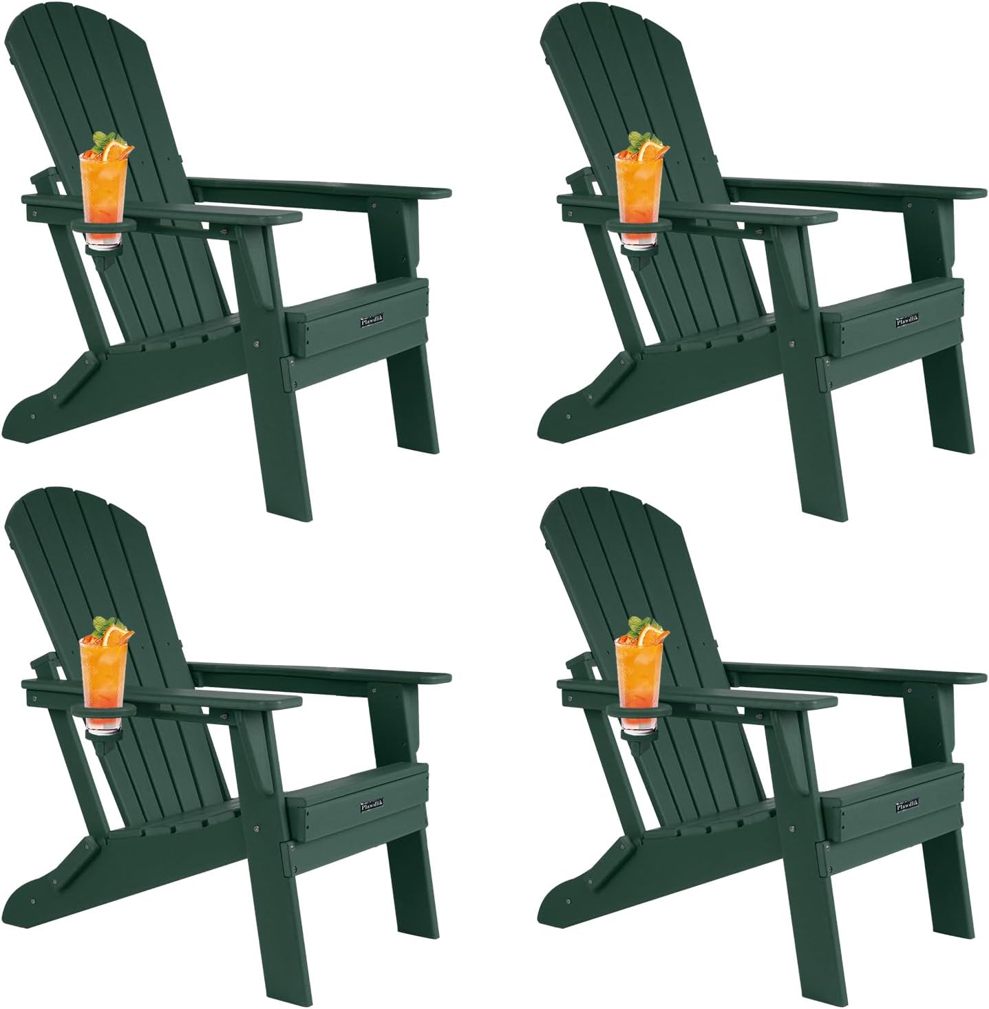 Plawdlik All Weather Foldable Modern Adirondack Chairs Set of 4