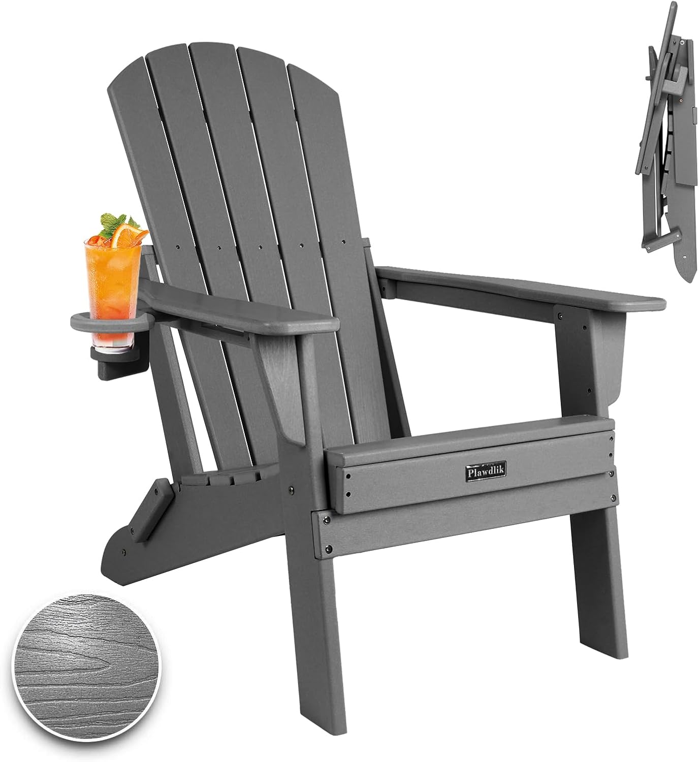 Plawdlik Recycle HDPE Folding Adirondack Chairs Plastic Outdoor