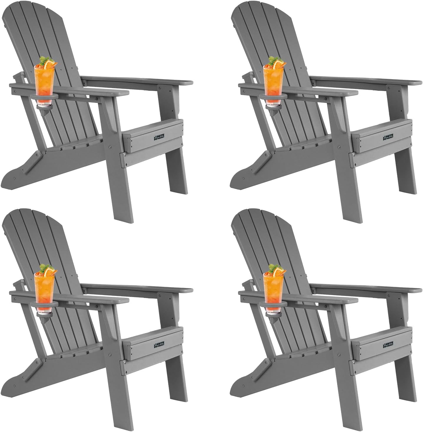 Plawdlik All Weather Foldable Modern Adirondack Chairs Set of 4