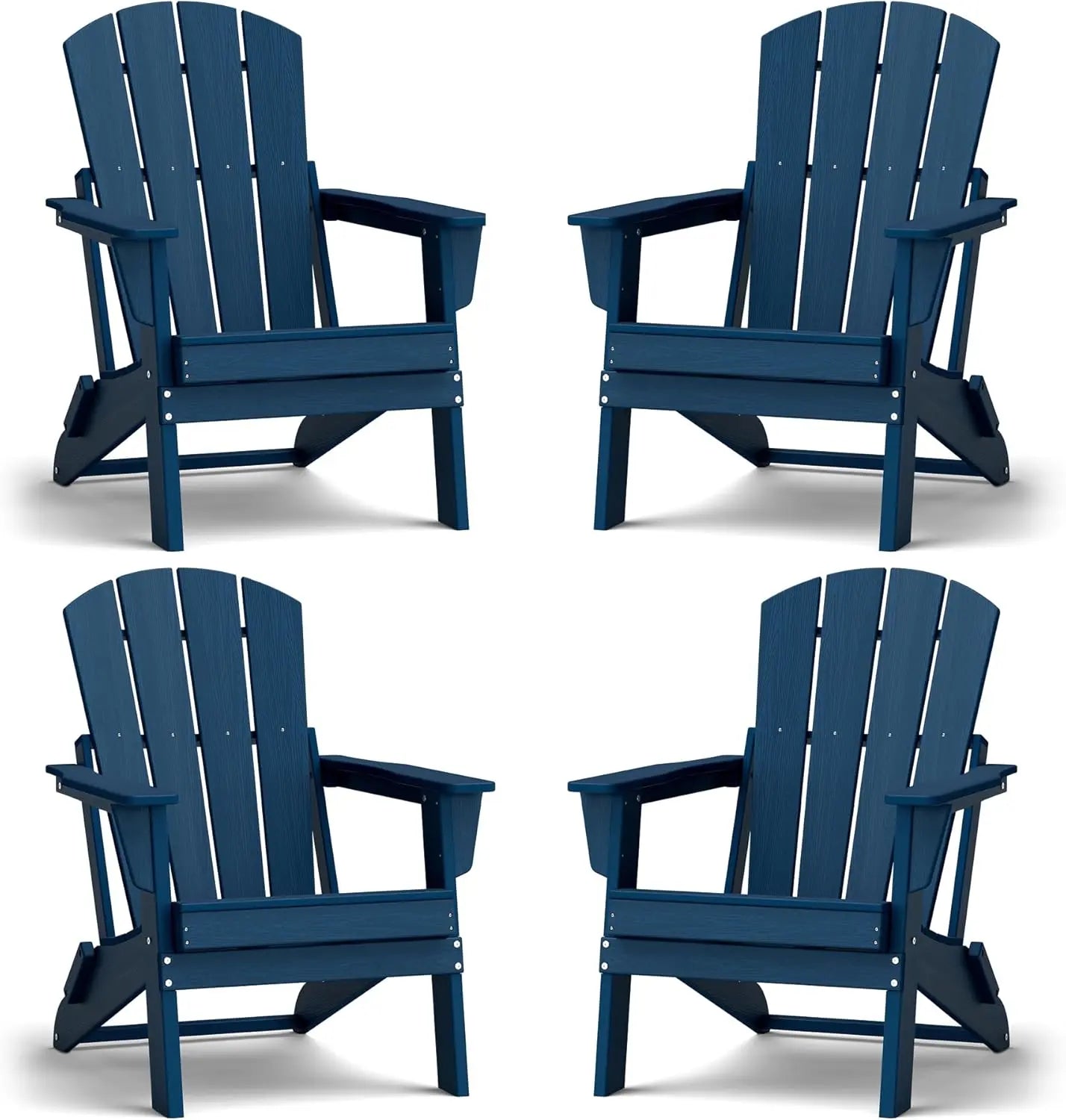 plawdlik Set of 4 Small Space Folding Adirondack Chairs – Compact 4-Slat HDPE Patio Chairs, Lightweight, Foldable & Space-Saving Seating for Small Decks, Lawn & Fire Pit