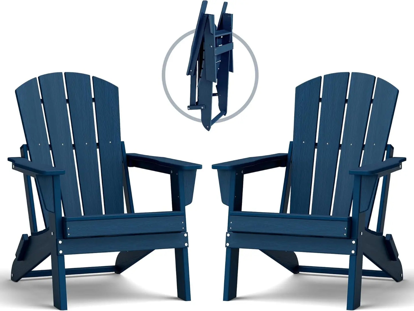Plawdlik Set of 2 Small Space Folding Adirondack Chairs – Compact 4-Slat HDPE Outdoor Chairs, Lightweight, Stackable & Space-Saving for Balcony, Patio & Backyard