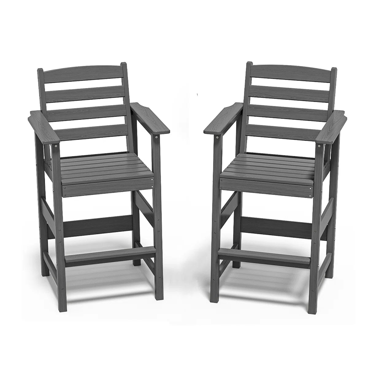 Plawdlik Set of 2 Tall Adirondack Bar Chairs - All Weather HDPE Patio Seating with Footrest