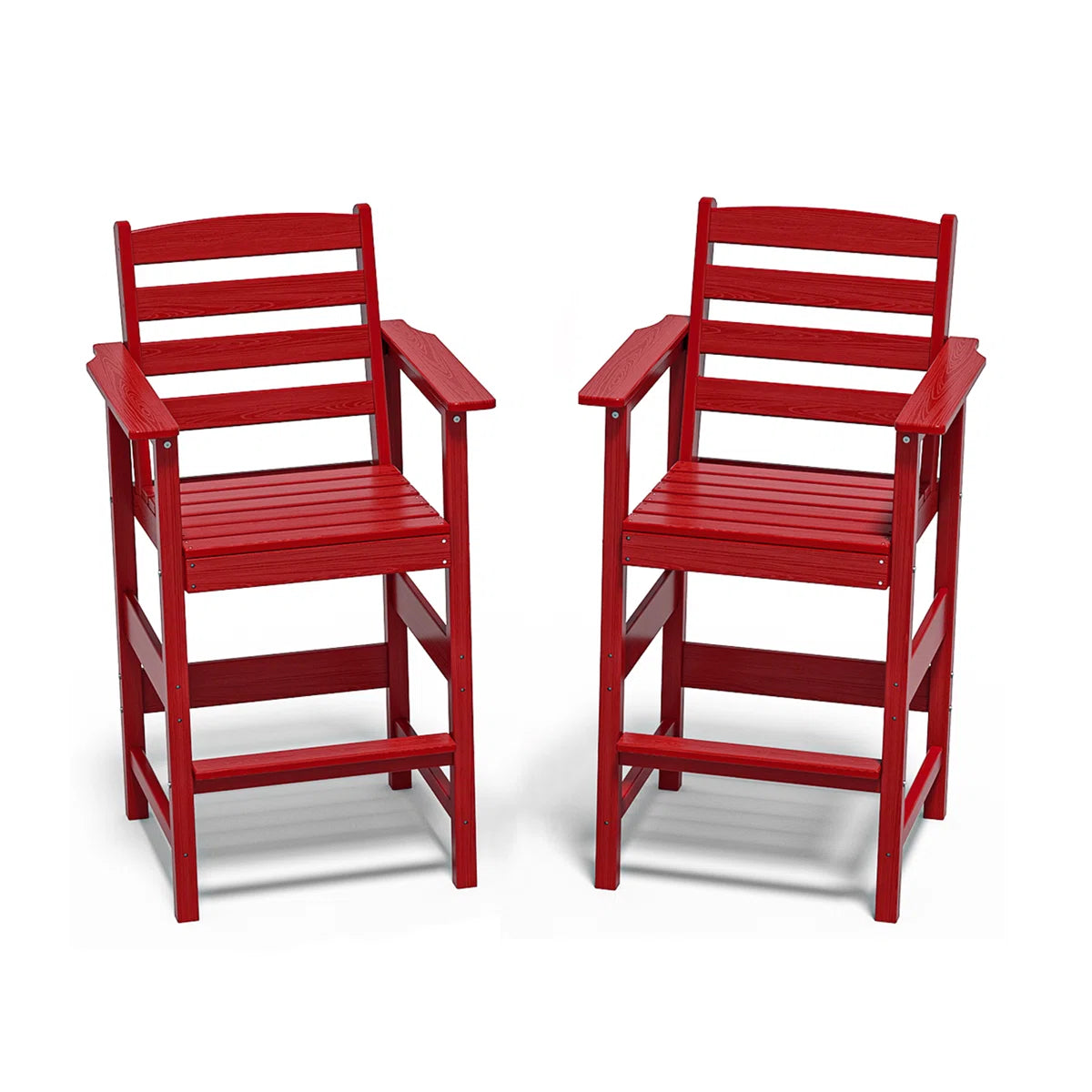 Plawdlik Set of 2 Tall Adirondack Bar Chairs - All Weather HDPE Patio Seating with Footrest