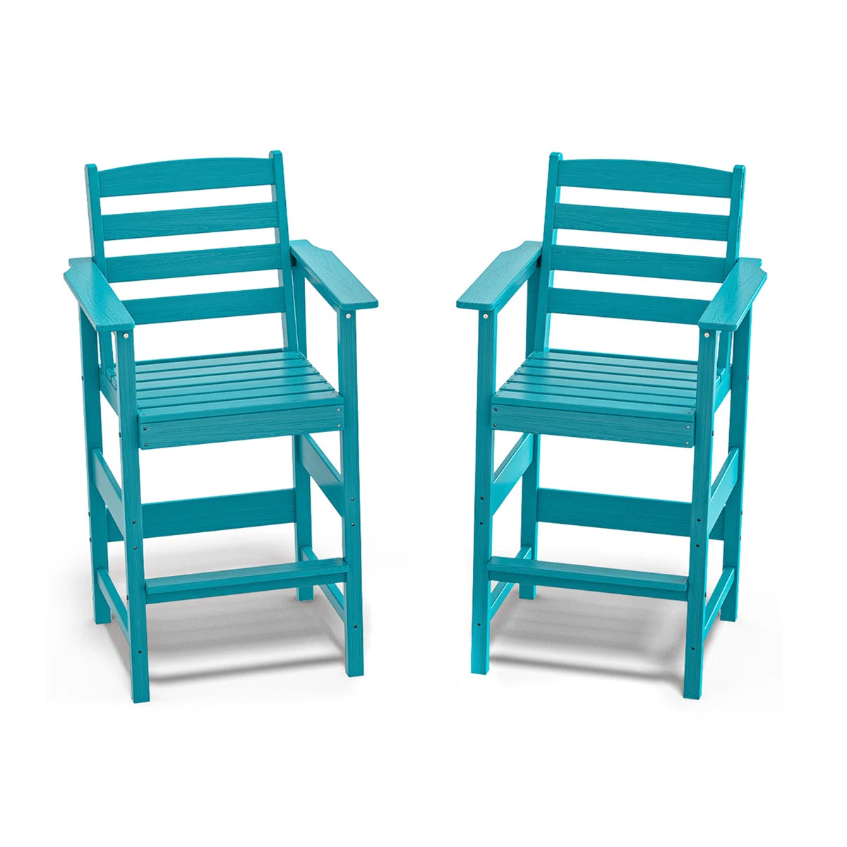 Plawdlik Set of 2 Tall Adirondack Bar Chairs - All Weather HDPE Patio Seating with Footrest