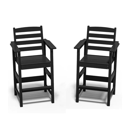 Plawdlik Set of 2 Tall Adirondack Bar Chairs - All Weather HDPE Patio Seating with Footrest