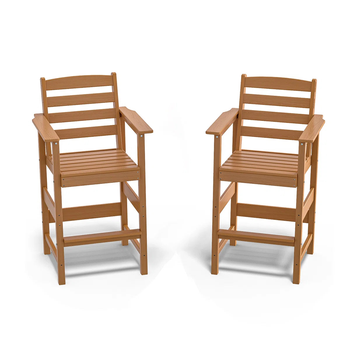 Plawdlik Set of 2 Tall Adirondack Bar Chairs - All Weather HDPE Patio Seating with Footrest