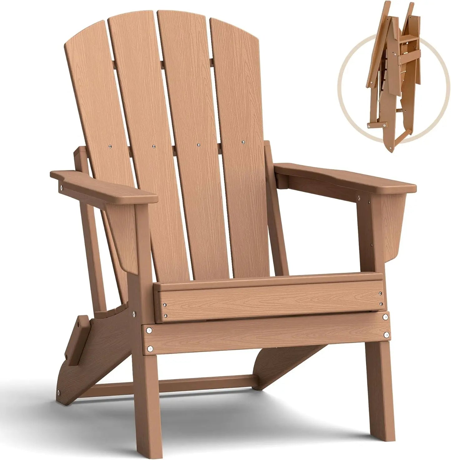 Small Space Folding Adirondack Chair – Compact 4-Slat HDPE Patio Chair, Lightweight, Space-Saving & All-Weather for Balcony, Deck & Fire Pit