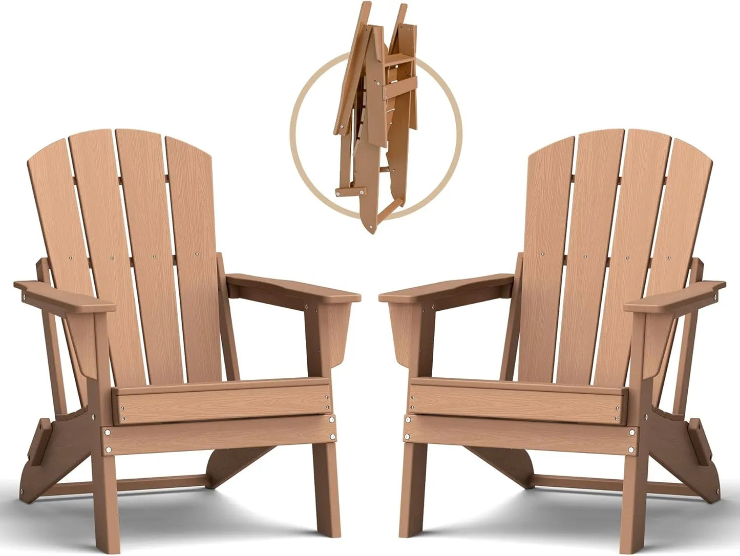 Plawdlik Set of 2 Small Space Folding Adirondack Chairs – Compact 4-Slat HDPE Outdoor Chairs, Lightweight, Stackable & Space-Saving for Balcony, Patio & Backyard