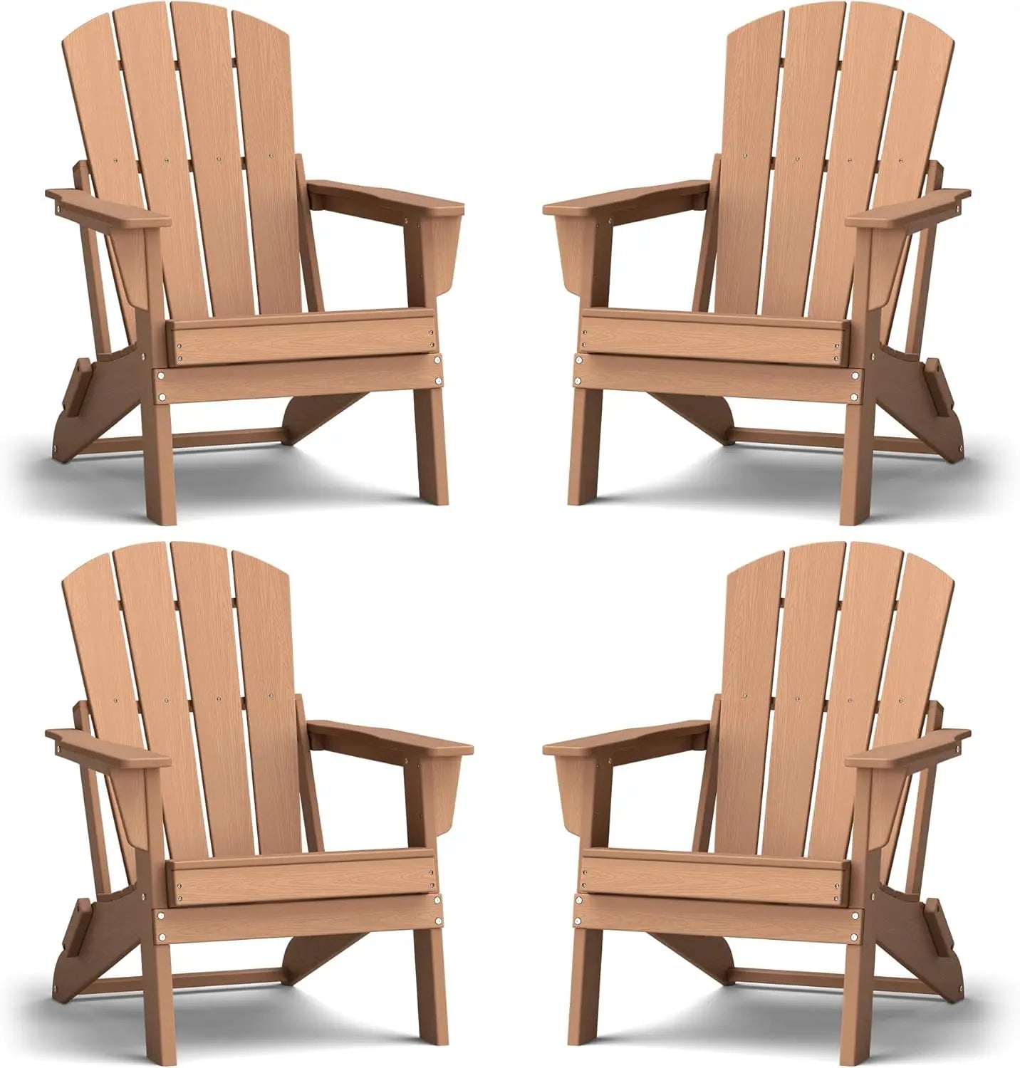 plawdlik Set of 4 Small Space Folding Adirondack Chairs – Compact 4-Slat HDPE Patio Chairs, Lightweight, Foldable & Space-Saving Seating for Small Decks, Lawn & Fire Pit