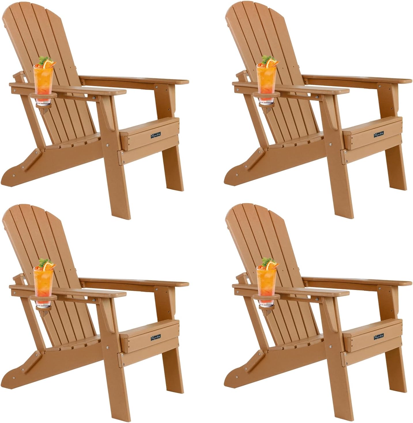 Plawdlik All Weather Foldable Modern Adirondack Chairs Set of 4