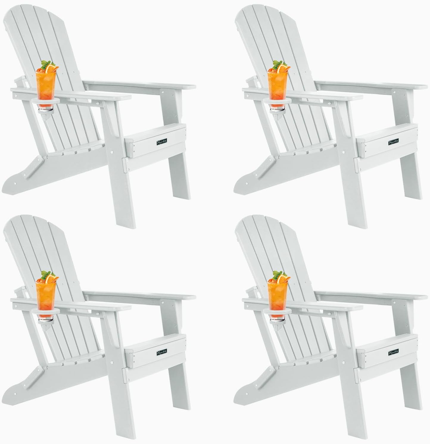 Plawdlik All Weather Foldable Modern Adirondack Chairs Set of 4