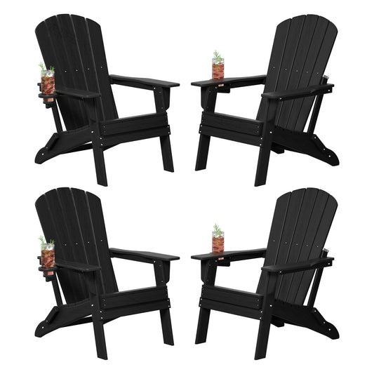 Plawdlik All Weather Foldable Modern Adirondack Chairs Set of 4