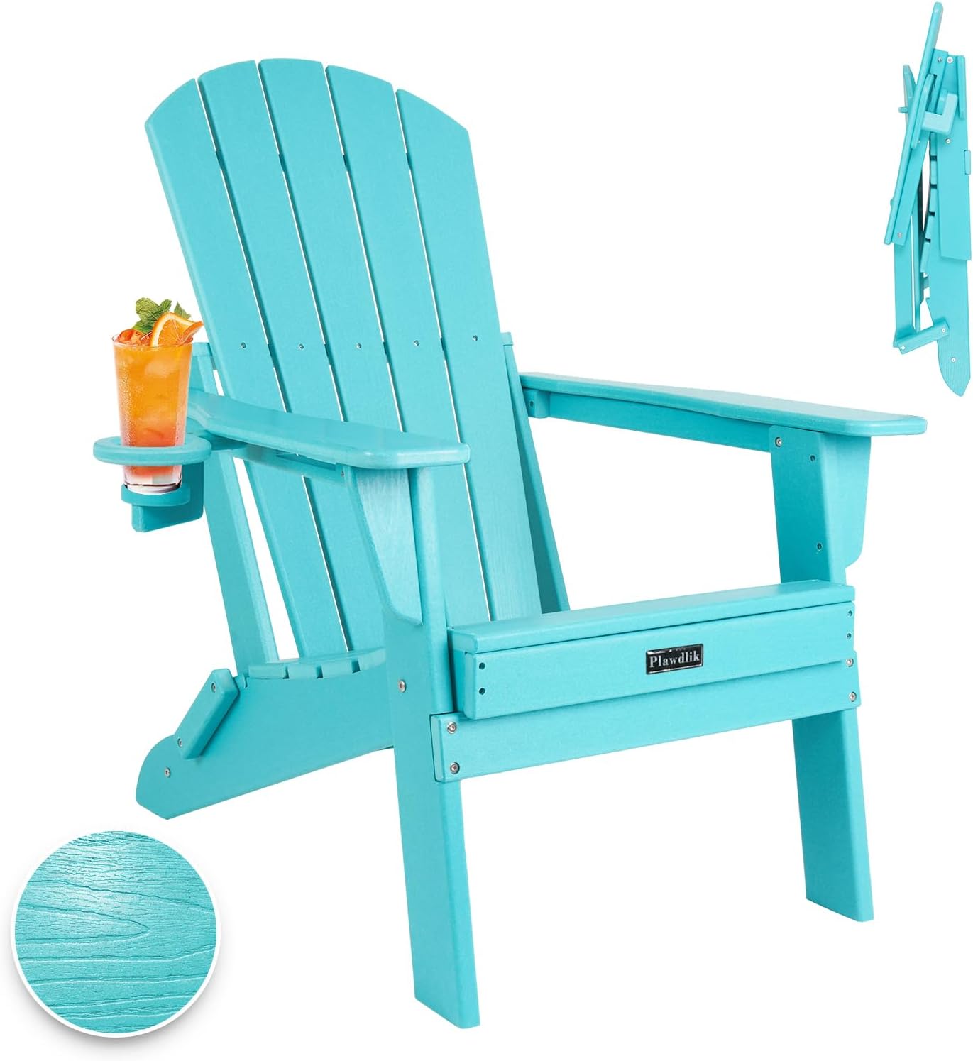 Plawdlik Recycle HDPE Folding Adirondack Chairs Plastic Outdoor