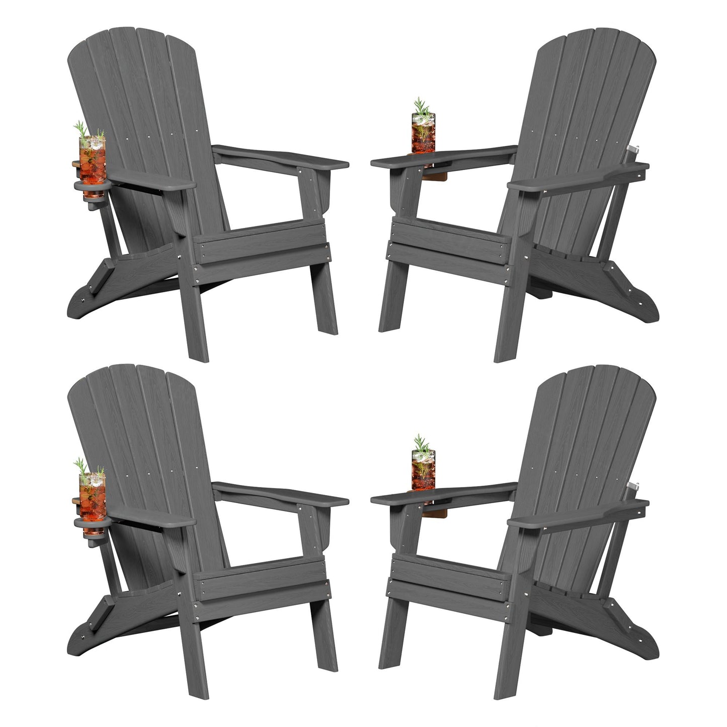 Plawdlik All Weather Foldable Modern Adirondack Chairs Set of 4