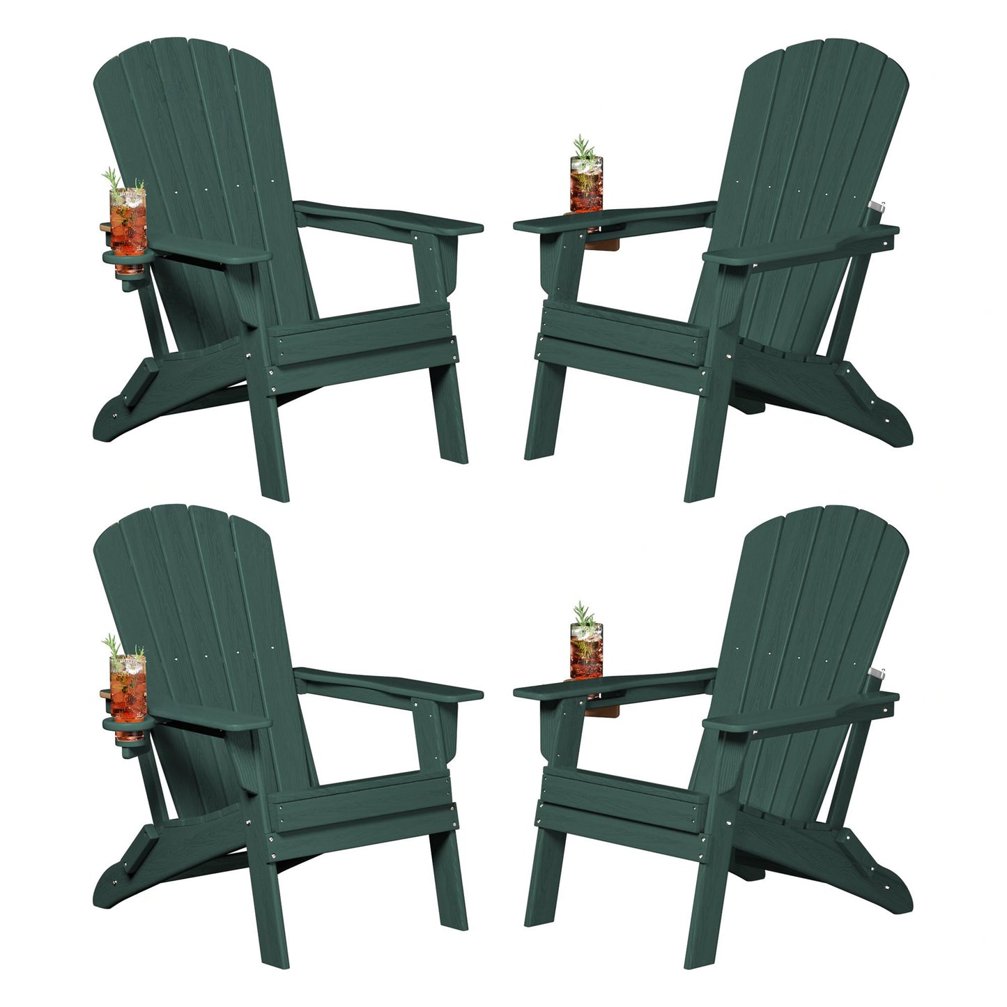 Plawdlik All Weather Foldable Modern Adirondack Chairs Set of 4