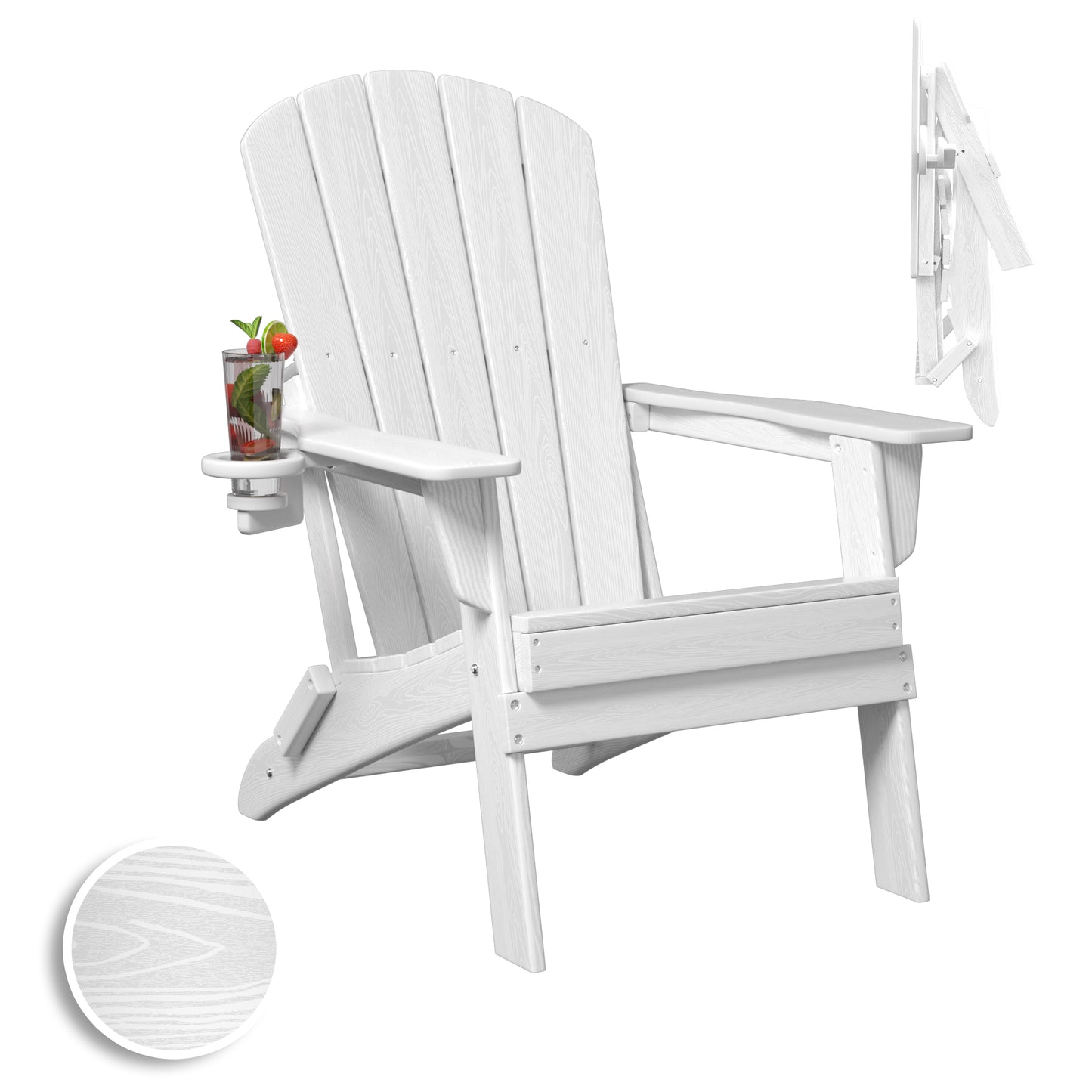 Plawdlik Recycle HDPE Folding Adirondack Chairs Plastic Outdoor