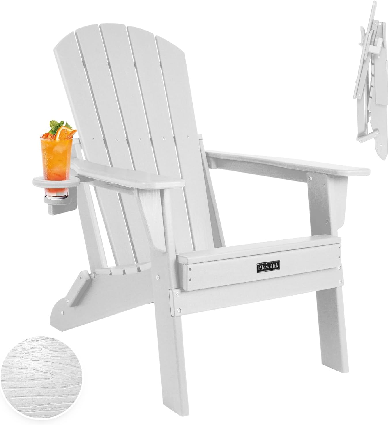 Plawdlik Recycle HDPE Folding Adirondack Chairs Plastic Outdoor